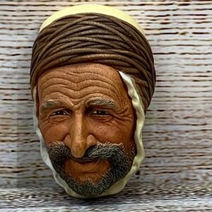 Vintage Bosson's Chalkware Head Wall Hanging Persian Arab Man‎ England
